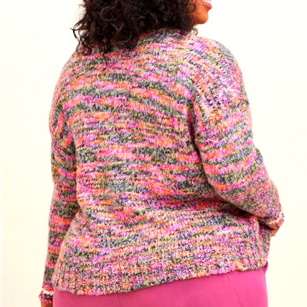 ❤️NWT TORRID SWEATER SPACEDYE MULTI-COLOR - DROP SHOULDER CREW NECK CROP - Picture 2 of 11